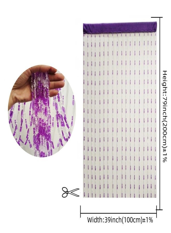 ave split Beaded Curtain Doorways Acrylic Hanging Door Beads String Curtains Tassel Room Divider Screen Decor for Doorway Window Living Room Wedding (1, Purple, 39 inch x 78.7 inch) - Image 3