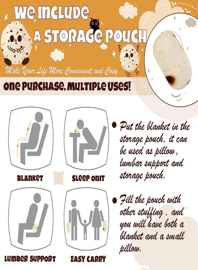 Bnuitland 71 Inches Burritos Tortilla Blanket, 300GSM Giant Funny Gift Throw with Pouch for Adults, Double Sided Novelty Realistic Super Soft Taco Food Blanket for Bed/Sofa - Image 5