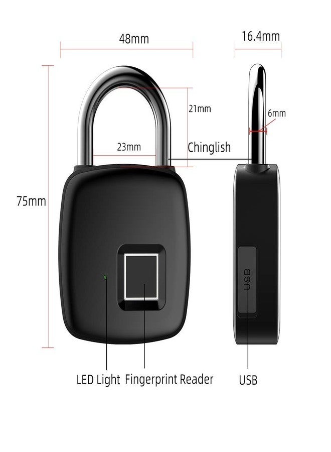 ريس 52 قفل بصمة الإصبع REES52 P30، قفل إلكتروني ذكي قابل لإعادة الشحن عبر منفذ USB، قفل سريع الفتح مصنوع من سبائك الزنك، مناسب لأبواب وحقائب السفر - Image 3