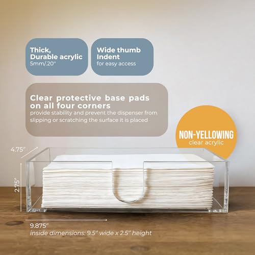 Sicily Acrylic Napkin Holder (5mm) Multifold Paper Towel Dispenser (9.87”W x 4.75”D x 2.75”H) Hand Towel Holder for Bathroom and Kitchen Countertop - Image 3