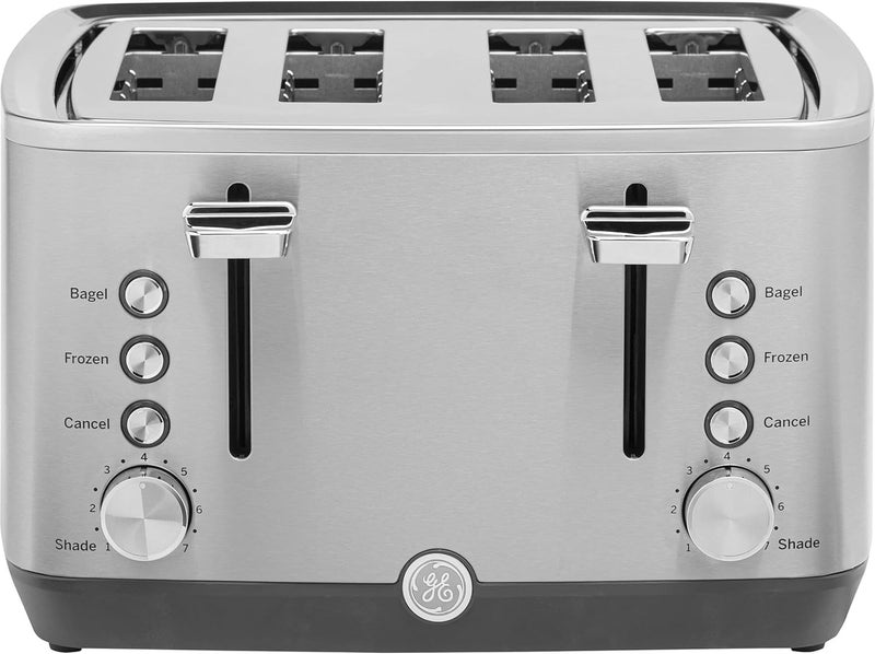 GE Stainless Steel 4 Slice Toaster | Extra Wide Slots for Bagels, Breads, Waffles & More | 7 Shade Options | Countertop Kitchen Essentials | 1500 watt - Image 1