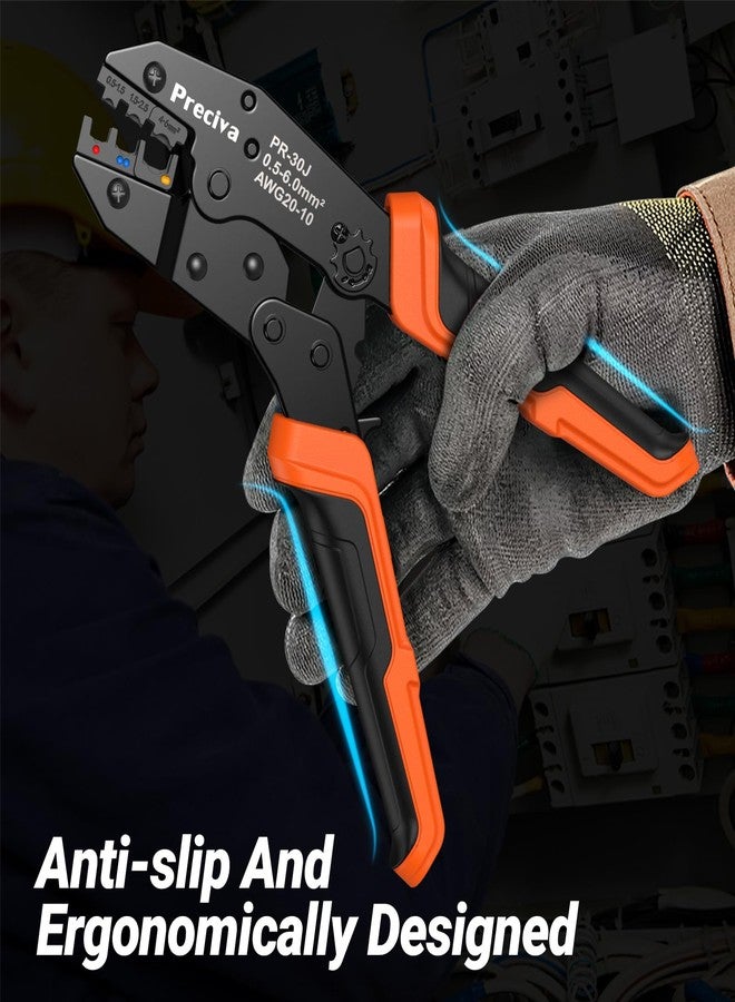 Preciva Crimping Tool Kit for Insulated Wire Connectors, AWG20-10 Ratcheting Wire Terminal Crimper with 400Pcs Insulated Connectors - Image 3