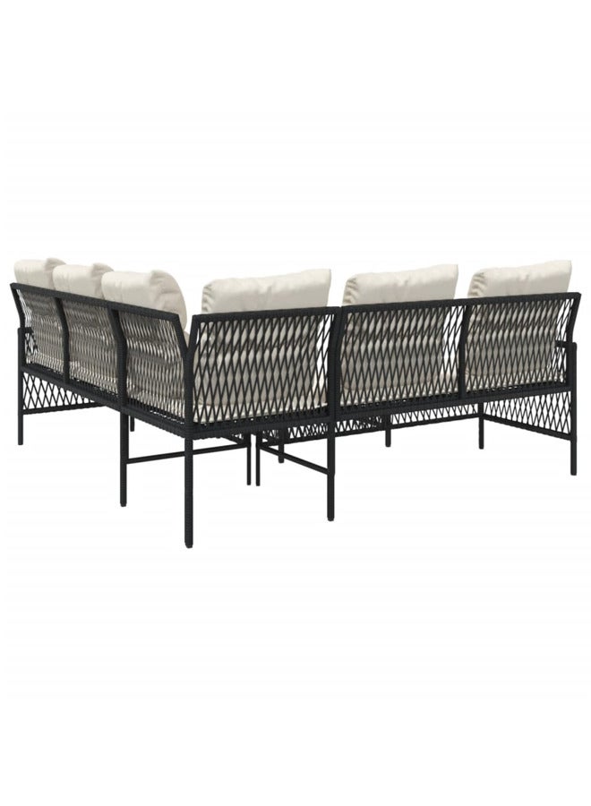 vidaxl 2 Piece Garden Sofa Set with Cushions Black Poly Rattan 368733 - Image 5