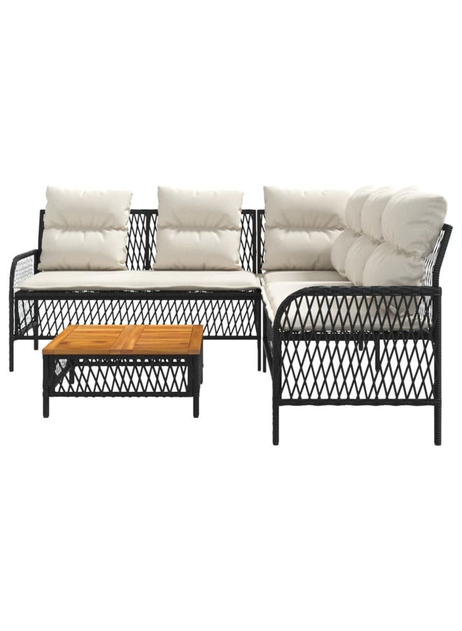 vidaxl 2 Piece Garden Sofa Set with Cushions Black Poly Rattan 368733 - Image 2