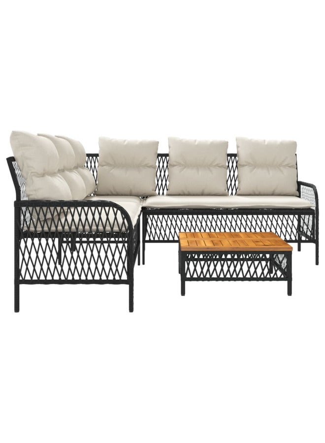 vidaxl 2 Piece Garden Sofa Set with Cushions Black Poly Rattan 368733 - Image 4