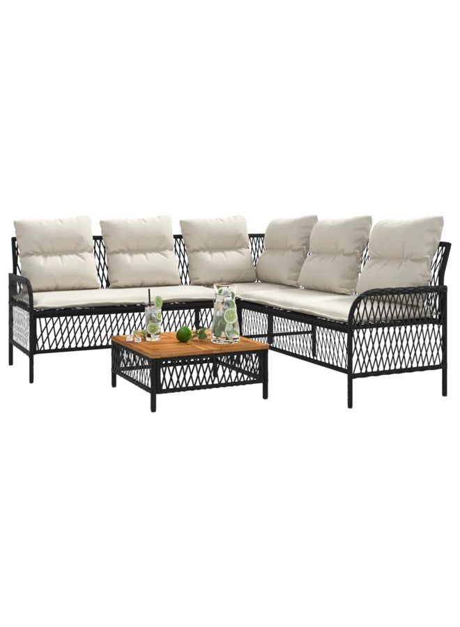 vidaxl 2 Piece Garden Sofa Set with Cushions Black Poly Rattan 368733 - Image 3