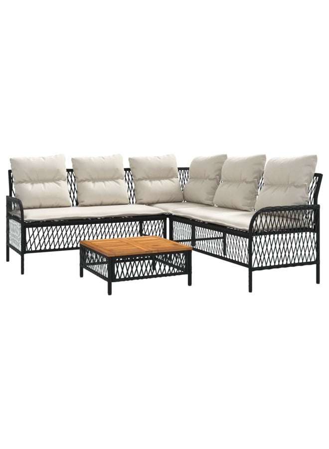 vidaxl 2 Piece Garden Sofa Set with Cushions Black Poly Rattan 368733 - Image 1