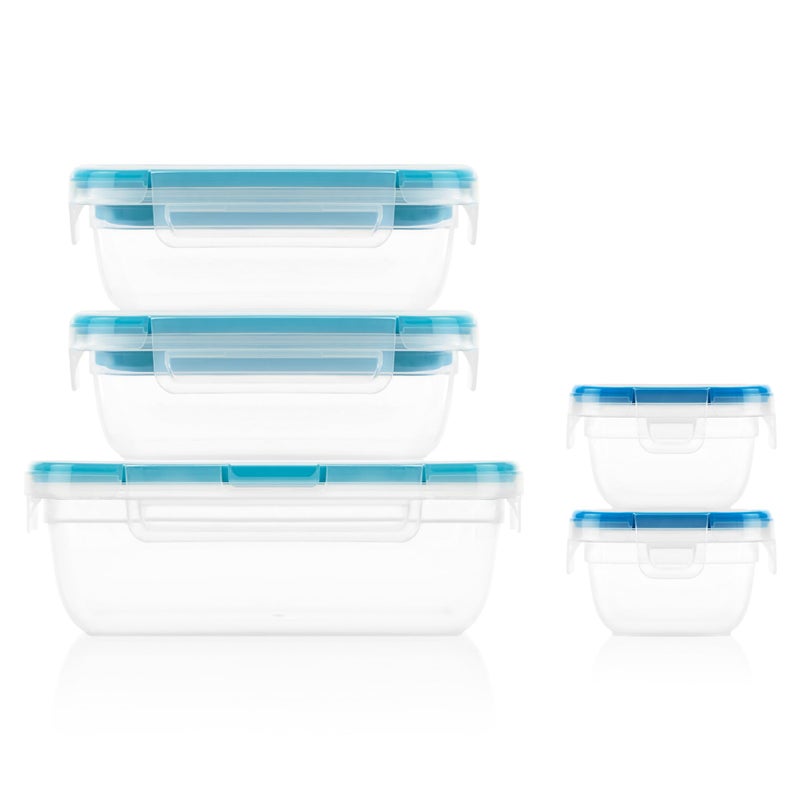 Snapware Plastic Total Solution 5-Pack (Mixed Sizes) Food Storage Containers Set, Leakproof & Airtight Plastic Locking Lids Rectangular Tupperware, BPA-Free Lids, Microwave Dishwasher Freezer Safe - Image 1