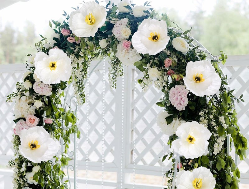 Fqueelvys Poppy Flowers Artificial,6PCS Faux White Poppies 41.3in Long Stem Artificial Flowers for Tall Vase Wedding Party Office Decor(White) - Image 4