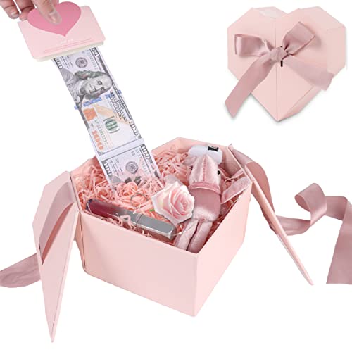 Money Box for Cash Gift Pull Pink  Money Gift Box for Cash Gift IdeasLove Box with Money Pull Out KIT  Automatic ONOff String Light  Birthday Money Pull Box Surprise Money Box