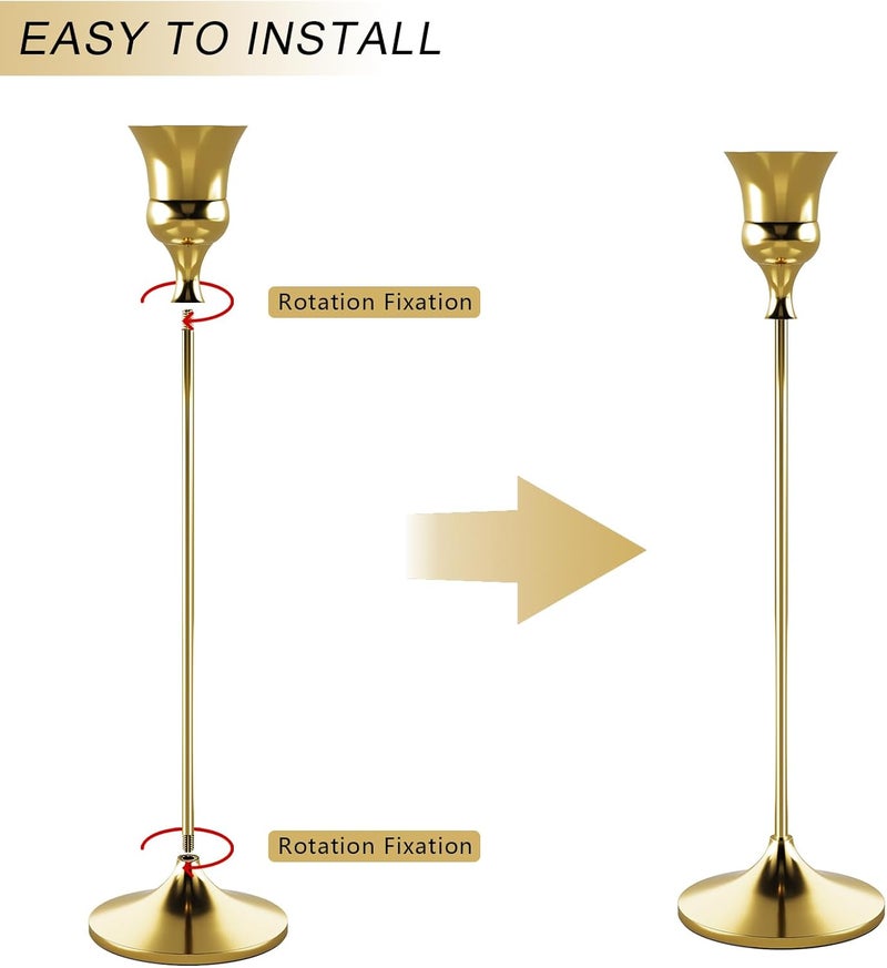 SHOWIN Treated anti-rust metal Candlestick Holders Gold, 12 Packs Taper Candle Holder for Candlesticks, Candle Sticks Holder Decor for Home Decor Trendy budget practical design - Image 5