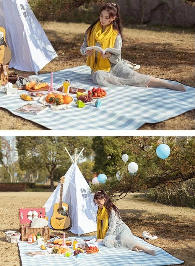 أبيكس بطانية نزهة كبيرة جدًا مقاومة للماء، بطانية قابلة للطي مقاومة للماء 200 × 200 سم، سجادة نزهة محمولة، بطانية نزهة عشبية للتخييم لـ 8 أشخاص بالغين، سجادة نزهة خارجية، مستلزمات أنشطة التخييم الخارجية - Image 4