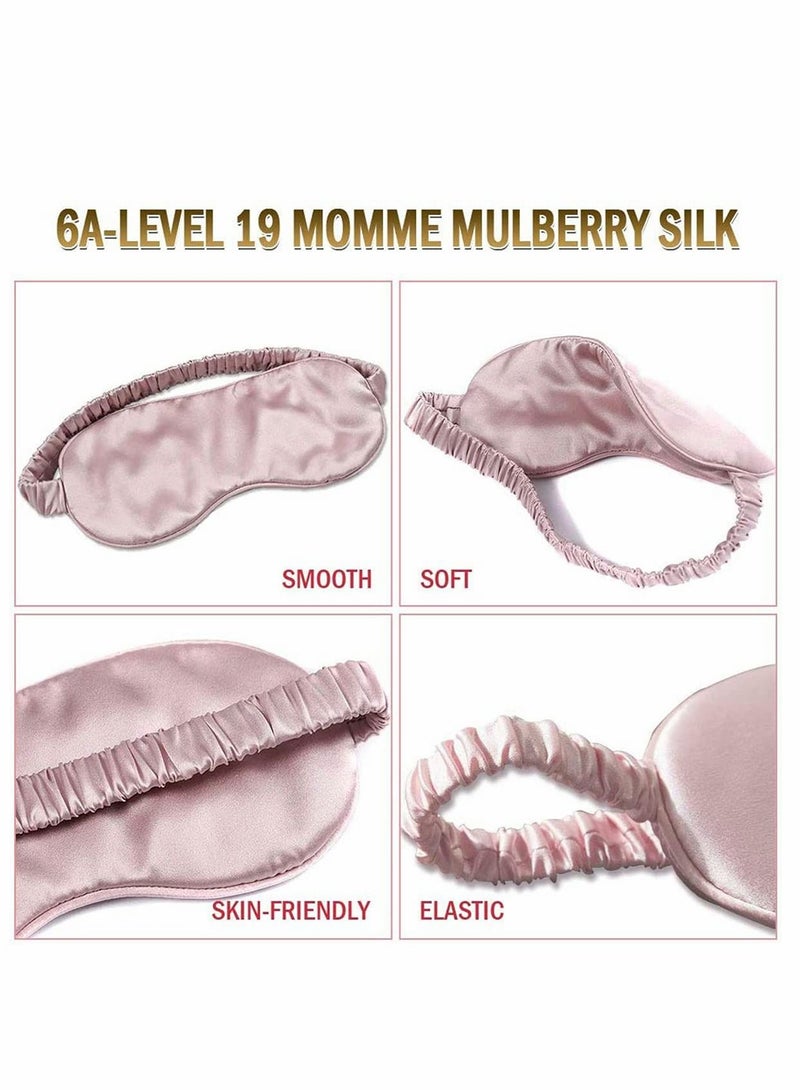 Excefore Sleep Mask, Silk Eye Mask for Sleeping Women/Men/Girls, Both Sides 100% Pure Mulberry Silk Blackout Anti-Allergy Blindfold with Elastic Strap for Full Night's Sleep, Travel and Nap (Pink)  - Image 5