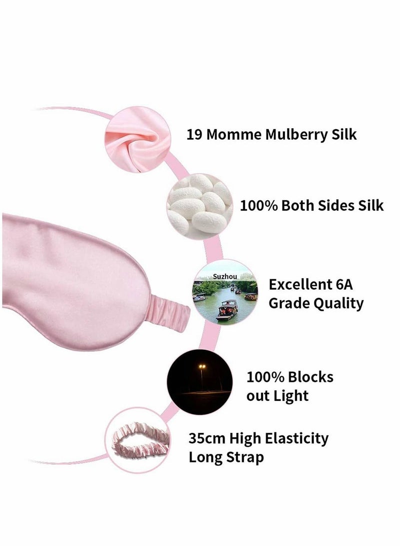 Excefore Sleep Mask, Silk Eye Mask for Sleeping Women/Men/Girls, Both Sides 100% Pure Mulberry Silk Blackout Anti-Allergy Blindfold with Elastic Strap for Full Night's Sleep, Travel and Nap (Pink)  - Image 4
