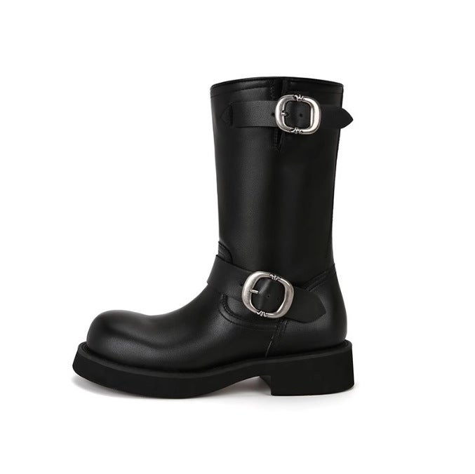 [Su Yinyin Same Model] Waste Dune ~ Super Soft Waxy Thick Bottom Motorcycle Buckle Boots Female Martins Boots Stack Boots - Image 3