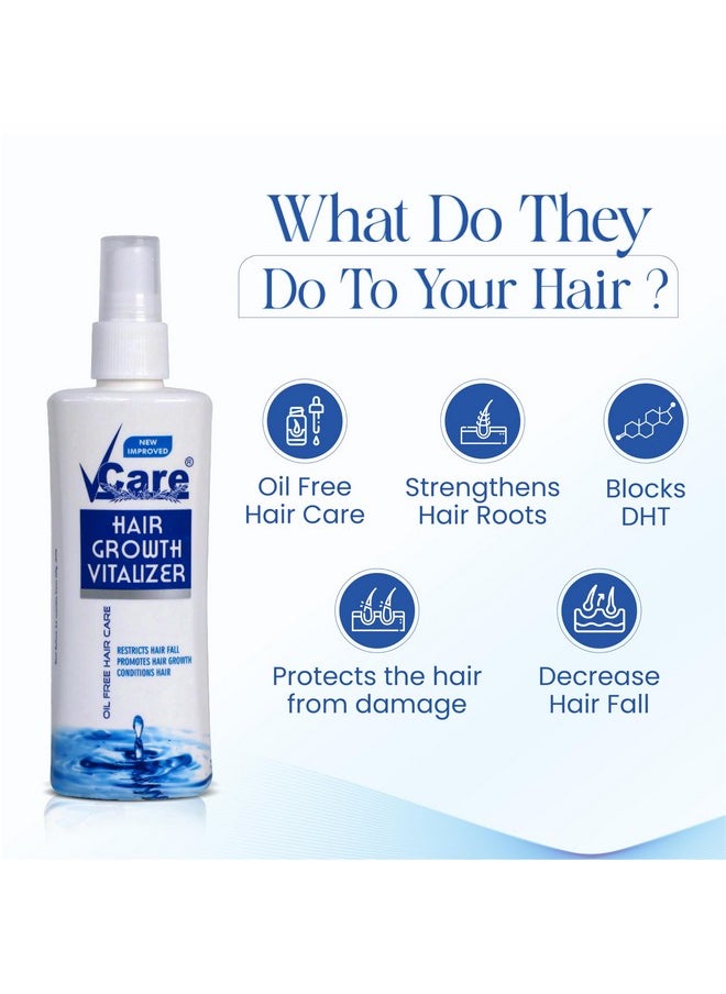 VCare Hair Growth Vitalizer For Frizzy Hair And Moisturize Dry Head | Reduces Hair Fall | Dandruff Control Serum Oil Free | No Sulphate, No Cruelty, And No Paraben(Pack Of 3)100 Ml  - Image 3