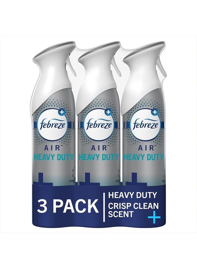 febreze Air Freshener Spray, Air Deodorizer Odor Fighter Spray For Strong Odors, Bathroom Deodorizer, Heavy Duty Crisp Clean Scent, 8.8 Oz (Pack of 3), Bathroom Spray, Air Refresher - Image 1