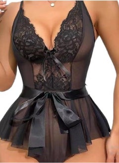 MANIKAN A Jumpsuit, lace on the stomach and chest, satin ribbon in the middle, open back  - Image 1