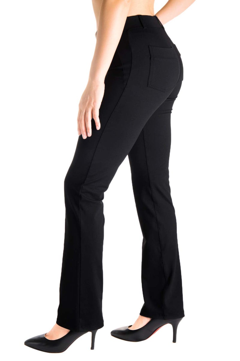 YogipaceBelt LoopsPetite Womens Straight Leg Yoga Dress Pant Work Pants Commute Office Slacks27BlackSize XS