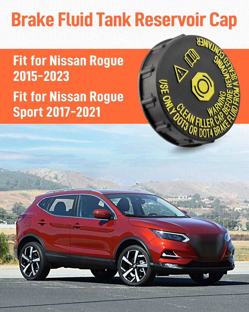 Quaneguzy Brake Fluid Tank Reservoir Cap Fits for Nissan Rogue 2015-2023 Rogue Sport 2017 2018 2019 2020 2021 Brake Master Cylinder Oil Reservoir Tank Cap Replace 460204BA0A Black - Image 2
