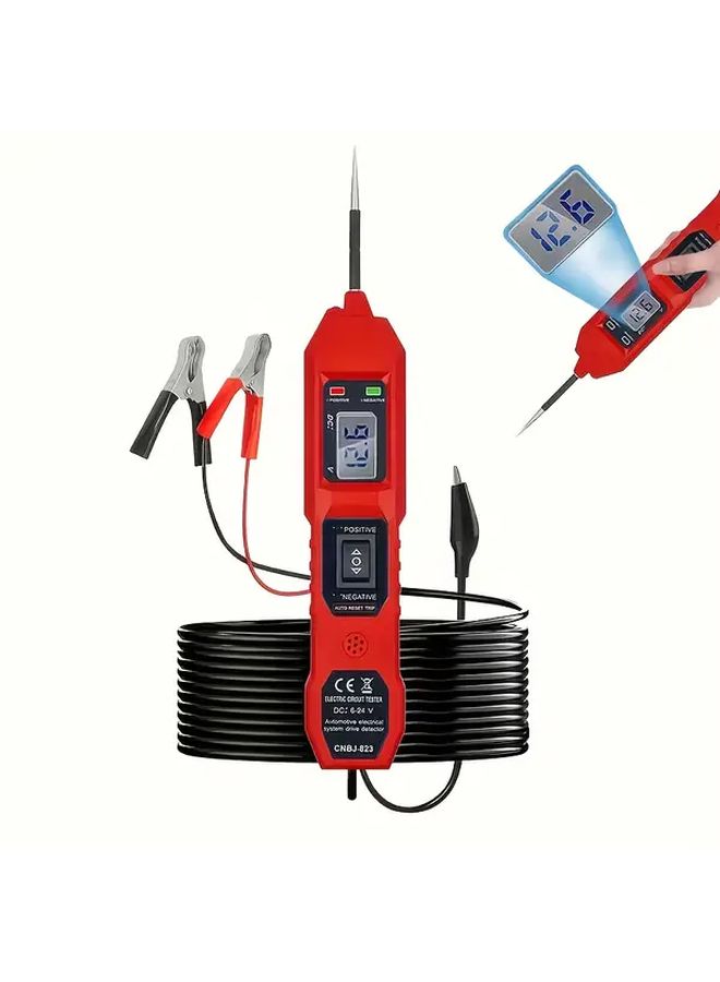 Red Automotive Circuit Tester Voltage Display DC Electrical System Tool - Image 1