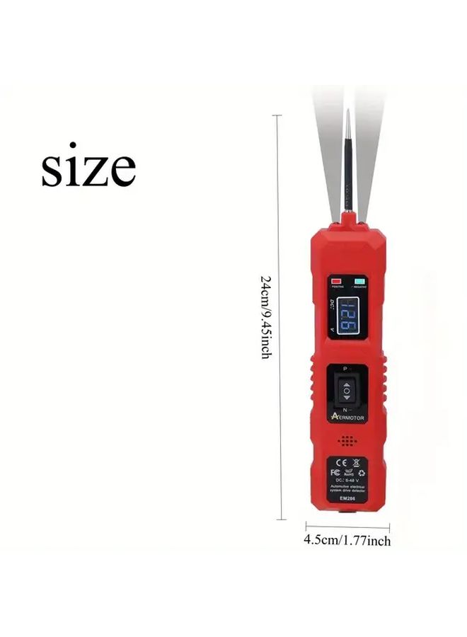 Red Automotive Circuit Tester Voltage Display DC Electrical System Tool - Image 3