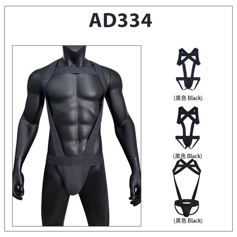 Sexy Men's One-Piece Strapless Boxer Briefs with Hollow Design - AD334 - Image 4