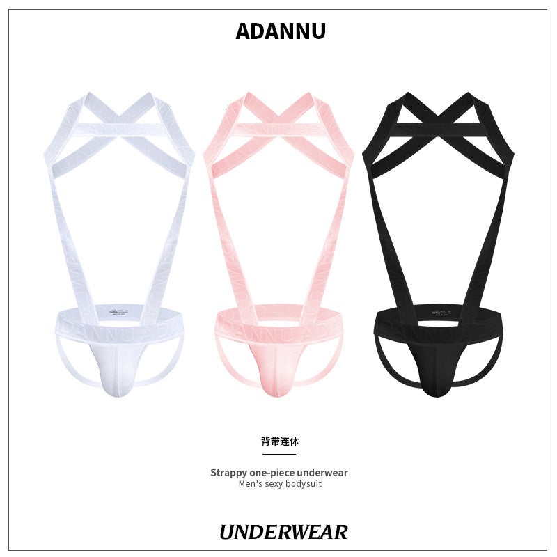 Sexy Men's One-Piece Strapless Boxer Briefs with Hollow Design - AD334 - Image 5