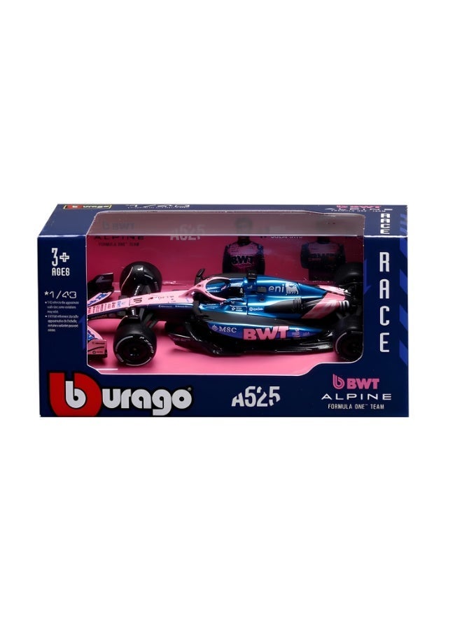 بوراجو نموذج سيارة Bburago Alpine A525 F1 2025 (الرقم 10، بيير غاسلي) - مقياس 1:43، باللون الأسود الكربوني المطفأ مع الأزرق الفرنسي المخصص للسباقات والوردي النيون. - Image 2