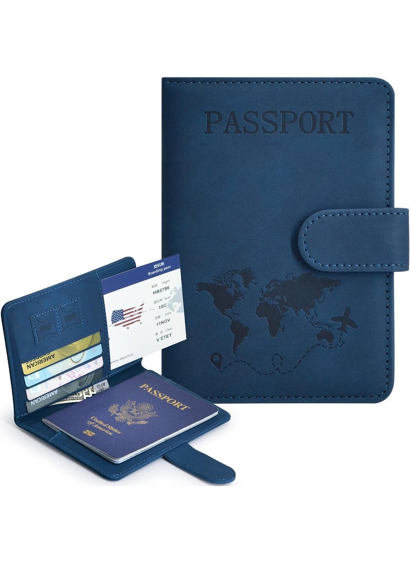 Generic Passport Holder for Travel Essentials, Passport Wallet Cover Case for Travel Must Haves Accessories,Passport Book Holders for Women and Men Blue  - Image 2