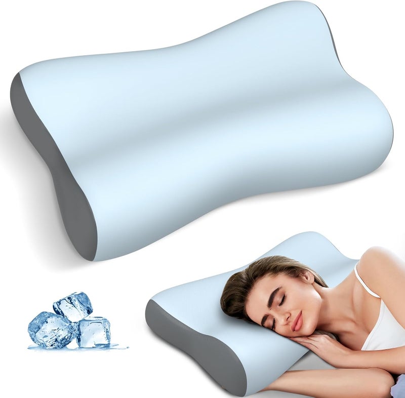 Polovo Cervical Neck Pillow, Contour Memory Foam Pillows for Neck Pain Relief, Ergonomic Pillow for Sleeping, Orthopedic Bed Pillow Neck Support Pillow for Side Back Stomach Sleepers with Cooling Pillowcase - Image 1