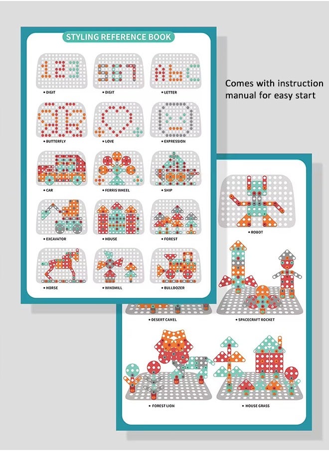 Drill Design Puzzle Constructions Toys – 450 Pcs Electric Drill Creative Screwdriver Building Take Apart Blocks STEM Educational Set With Storage Box For 3 4 5 6 7 8 Ages Kids Boys