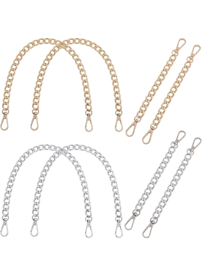 8pcs Gold Strap Chains Flat Chain Strap Handbag Chains Gold for Shoulder Cross Body Sling Purse Handbag Perfect for DIY Metal Purse Replacement, Gold + Silver  - Image 1