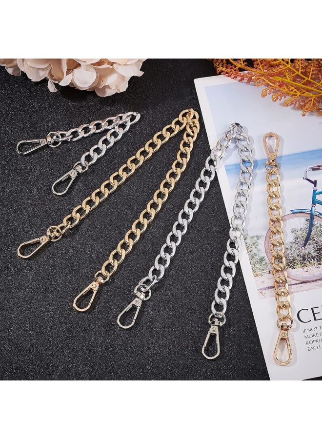 8pcs Gold Strap Chains Flat Chain Strap Handbag Chains Gold for Shoulder Cross Body Sling Purse Handbag Perfect for DIY Metal Purse Replacement, Gold + Silver  - Image 4