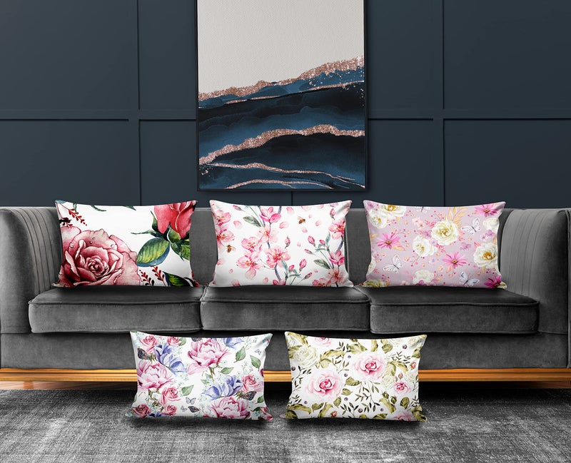 Ultimate Trends Polyester Digital Modern Printed Pillow Cover 12x18 Set of 5, Multi Color (UTCS-1052) - Image 1