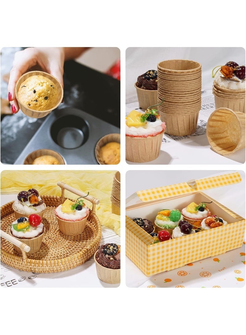 ٥٠ قالب كب كيك ورقي بني قياسي الحجم، أكواب خبز مقاومة للدهون، أكواب خبز مافن، ورق تغليف متين مقاوم للدهون، مثالي لحفلات الزفاف وأعياد الميلاد والحفلات والهدايا - Image 4