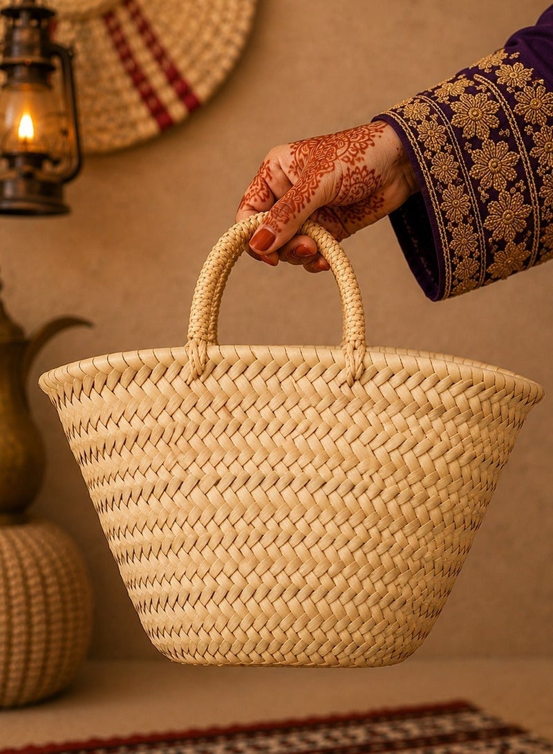 Natural Palm Leaf Woven Basket Medium Size - Image 1