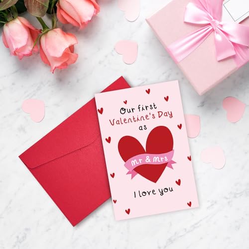 Ogeby First Valentine's Day Card for Husband Wife, Romantic 1st V-day Card for Him Her, Our First Valentine's Day As Mr & Mrs Cards - Image 5
