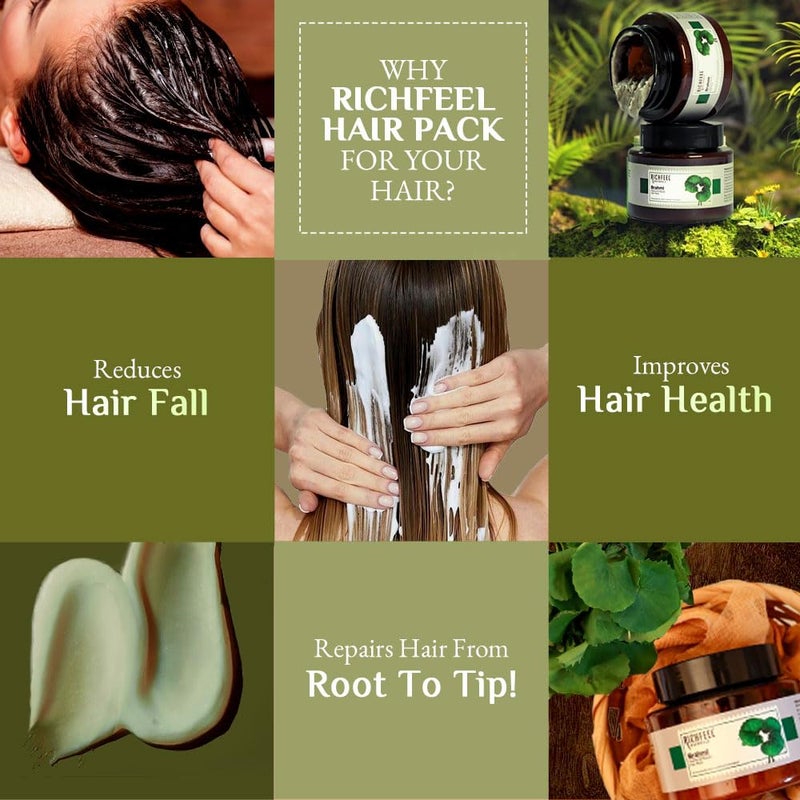 Richfeel Brahmi Intensive Repair Hair Pack  Controls Hair Fall  Treats Damage Split Ends and Breakage  Deep Conditioning Trichologist Formulated  500 g  Pack of 2 - Image 5
