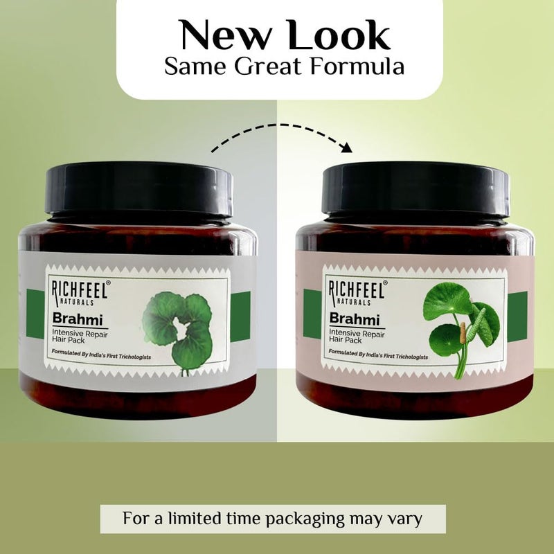 Richfeel Brahmi Intensive Repair Hair Pack  Controls Hair Fall  Treats Damage Split Ends and Breakage  Deep Conditioning Trichologist Formulated  500 g  Pack of 2 - Image 2