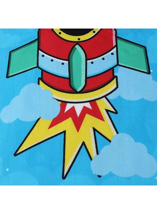 Kids Beach Towel for Boys Girls, Rocket Pattern Hooded Bath Towel Wrap, Toddler Pool Towel with Hood, Toddler Bathrobe for Kids (24x47 inch)  - Image 5