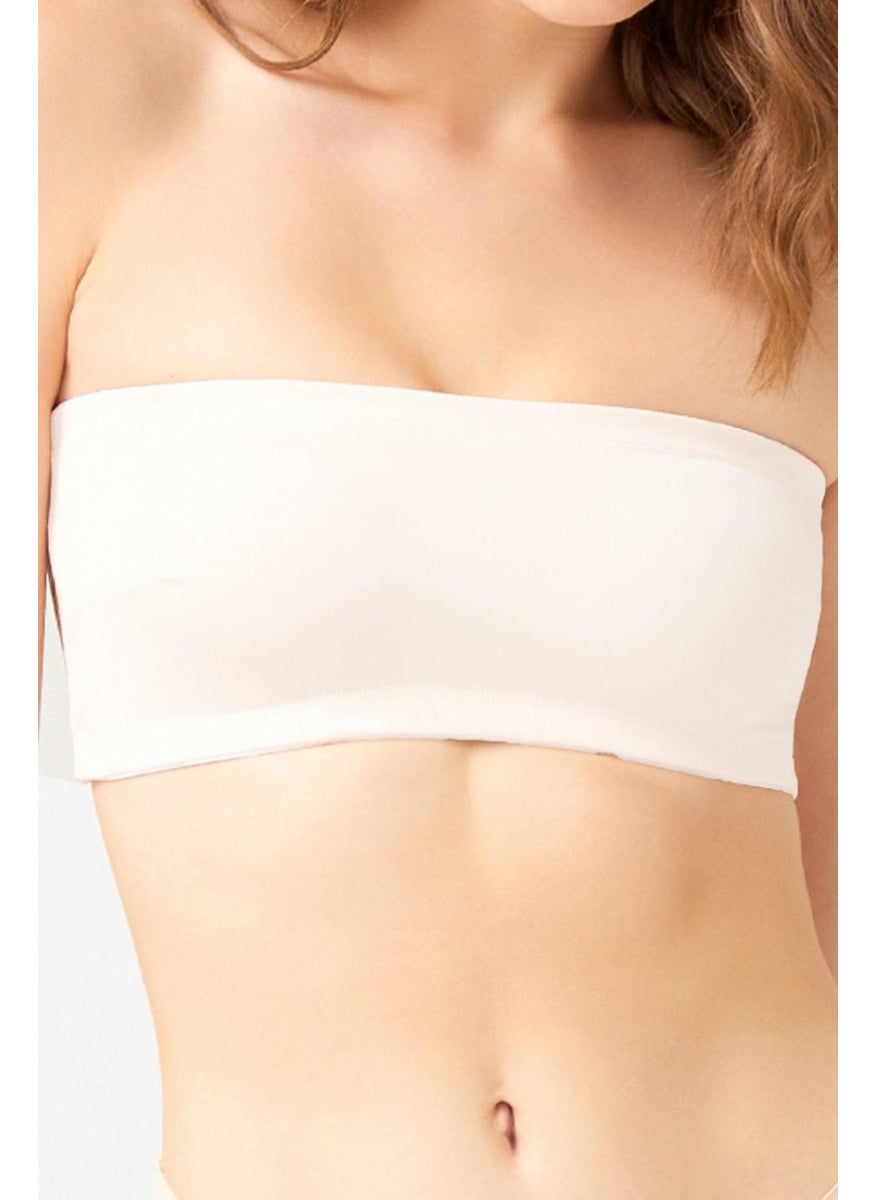 COTTONHILL Cream Strapless Crop Top Bustier  - Image 1