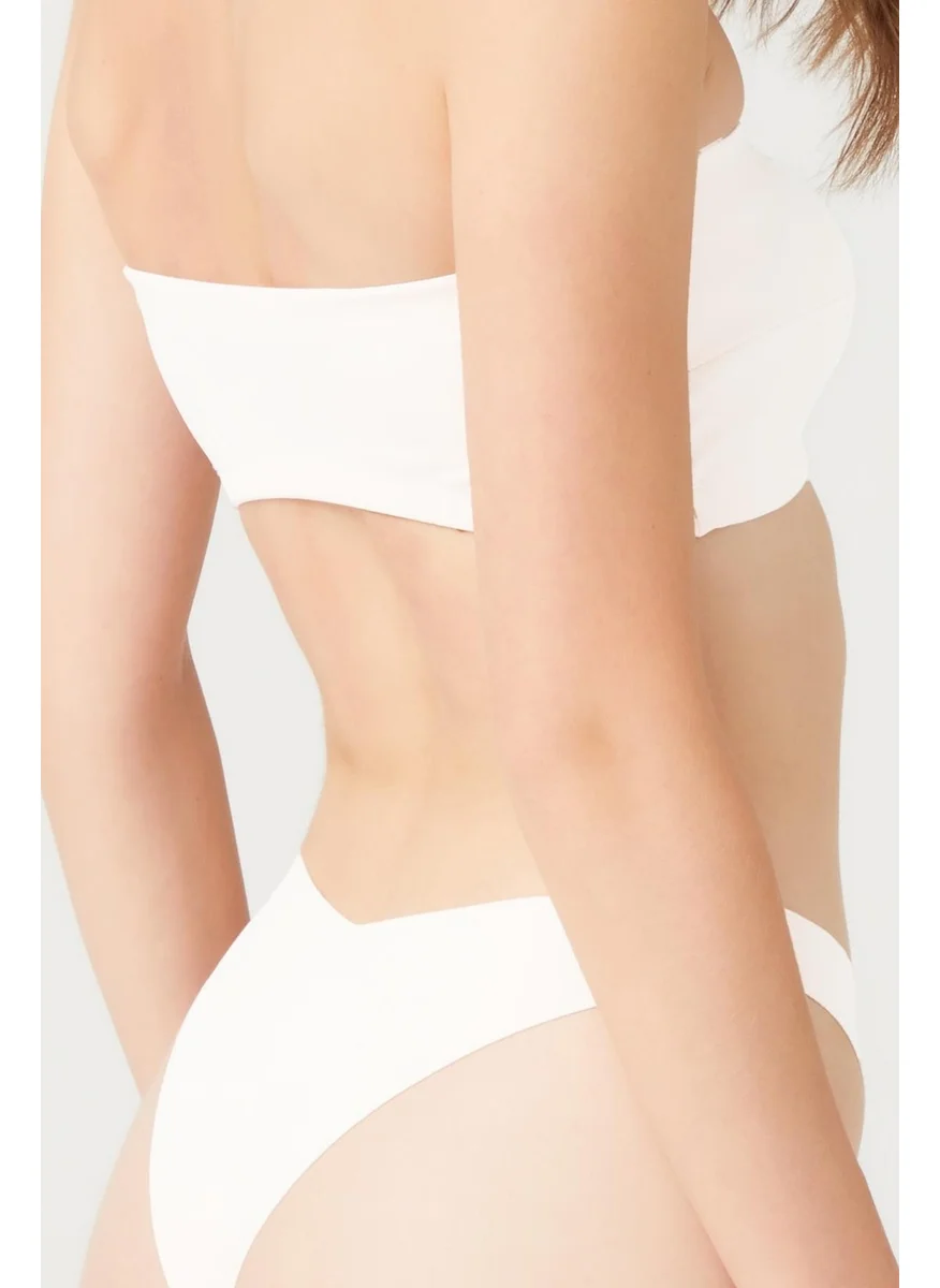 كوتن هيل Cream Strapless Crop Top Bustier