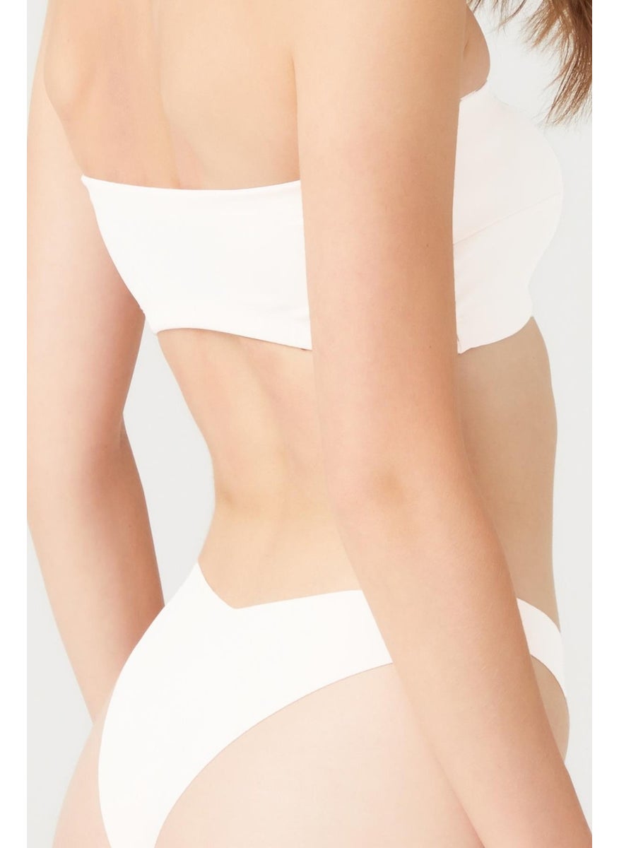 COTTONHILL Cream Strapless Crop Top Bustier  - Image 2