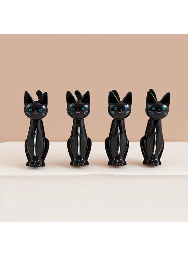 Black 4 Pack Cute Cat Memo Clips For Office Home Snack Bag Windproof Clothespin - Image 1