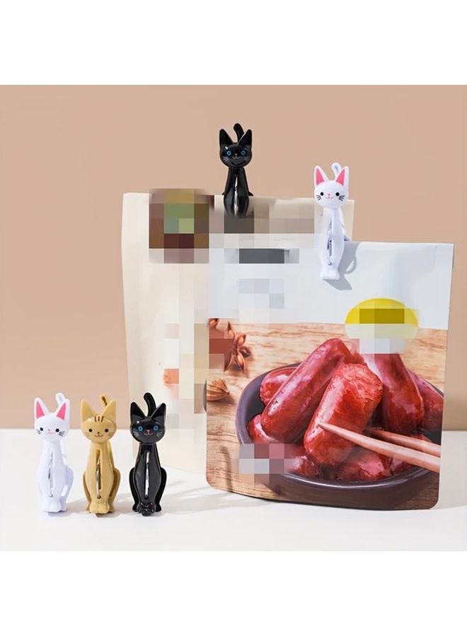 Black 4 Pack Cute Cat Memo Clips For Office Home Snack Bag Windproof Clothespin - Image 4