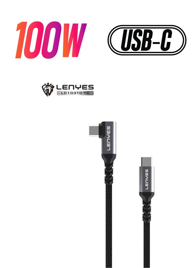 Lenyes Fast Charging Data Cable Type C to C 1.5m, 100W - Image 1