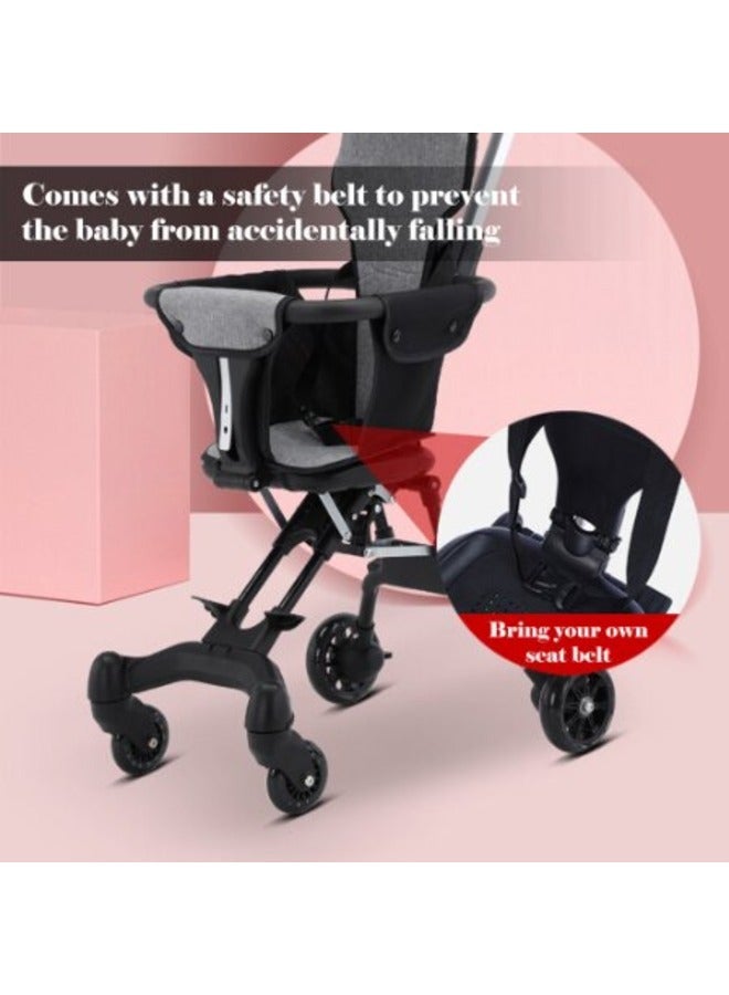Baby Stroller Professional Foldable 4 Wheels Ergonomic Adjustable Infant Carriage for 1-6 Years Old | Lightweight Compact Portable Travel Pushchair Airplane Friendly Baby Stroller Type-B Brown - Image 4