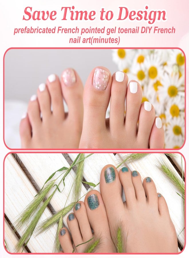 Lnngub 150 Pcs French Tip Toe Nail Press Ons,Press On Toenails for Women Pink Square Toenail Pressons Full Cover French Tip Toes Fake Toe Nails,15 Sizes - Image 4