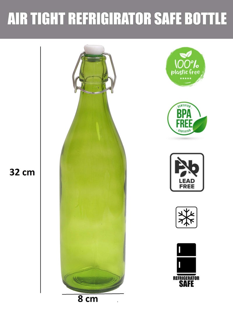 MACHAK Baatli Glass Water Bottle - 1 litre (Set of 4, Multicolour) - Image 2